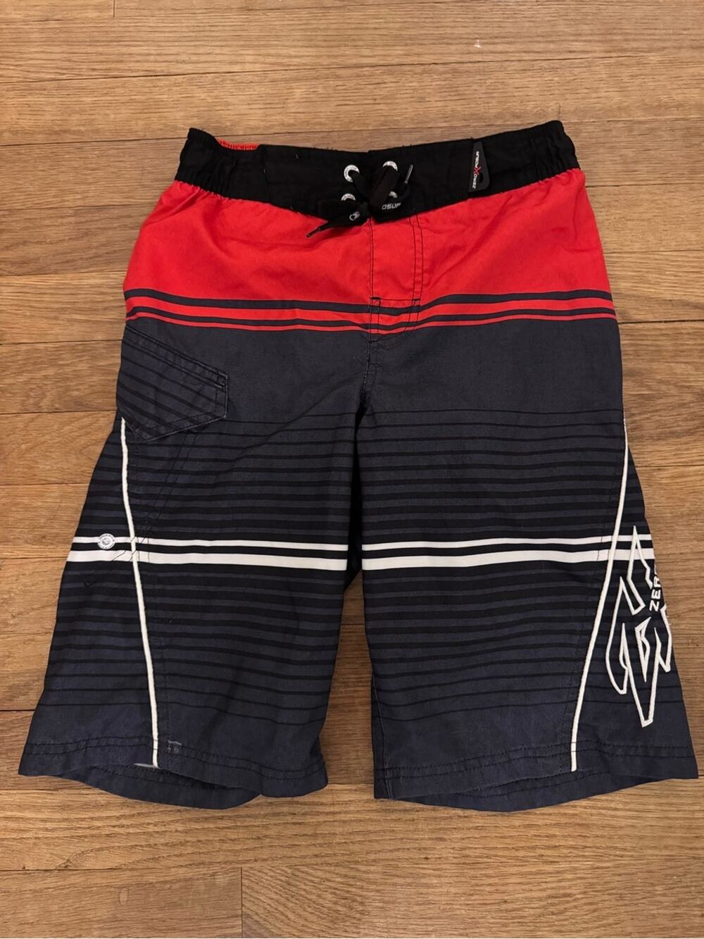 ZeroXposur Boys Black Red and Gray Board Shorts - Size 10/12
 b67